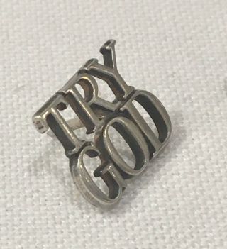 Tiffany & Co.  Sterling Silver 925 Vintage TRY GOD Tie Tack Lapel Pin 1.  3gr 3