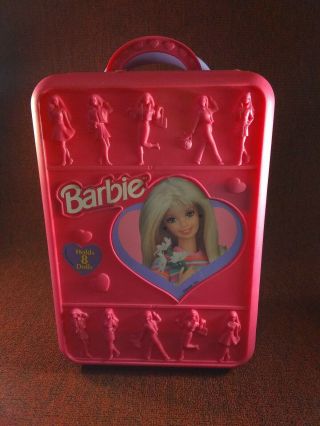 Vtg 1999 Barbie Doll Pink Rolling Suitcase Luggage Storage On Wheels (a)