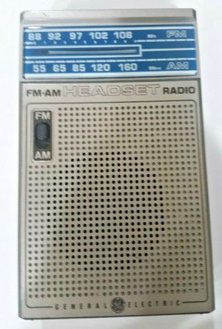 Vintage Ge General Electric Fm Am Headset Radio Portable Receiver 7 - 1150b
