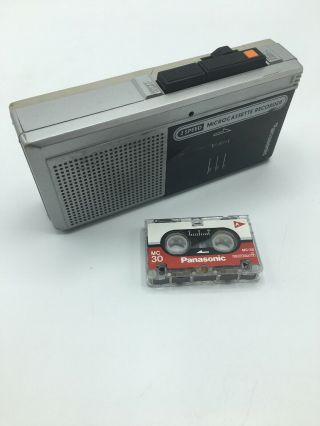 Vintage Panasonic Microcassette Recorder Rn - 107a Silver With Tape