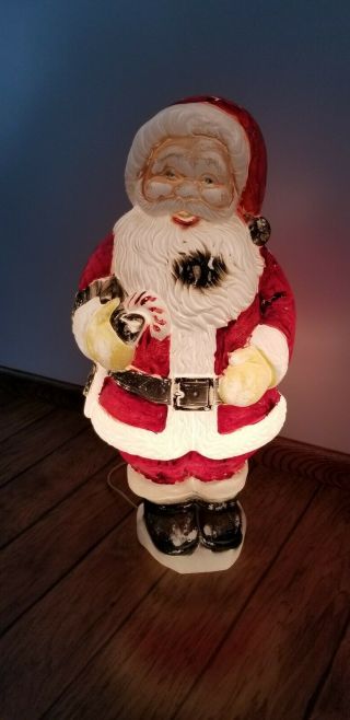 Vintage Poloron Blow Mold Santa Santa Claus Lighted Mid Century