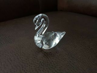 Vintage Hand Blown Art Glass Crystal Swan Sculpture Figurine Made In Sweden 3 "