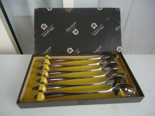 6 Vintage Stainless Steel Parfait Spoon Monogram Sheffield England