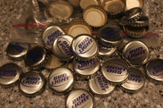 100 Vintage Bud Light Silver Beer Bottle Caps No Dents Shpg