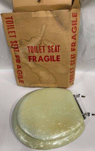Vintage Retro Plymouth Marble Marbleized Swirl Finish Toilet Seat (a10)