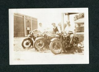 Vintage 1940s Photo 3 Men On Harley Davidson Motorcycles 388083