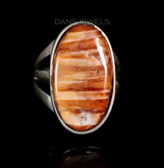 Gorgeous Old Pawn Vintage Navajo Orange Spiny Oyster Shell Ring Sz 6