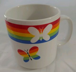 Vintage Colorful Rainbow Butterfly Coffee Mug / Cup By Russ