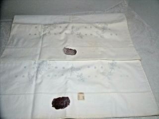 Vtg Percale Full Size 2 Pillow Cases Stamped For Embroidery 180 Thread Count