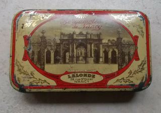 Vintage French Candy Bergamotes De Nancy Advertising Tin Box France 50s Vtg 2