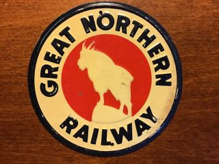 Vintage 1950s Great Northern Railway Small Tin Metal Train Sign,  Post Cereal