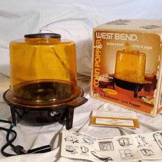 Vintage West Bend Popcorn Popper 25467 - 4 Qt Butter Automatic -