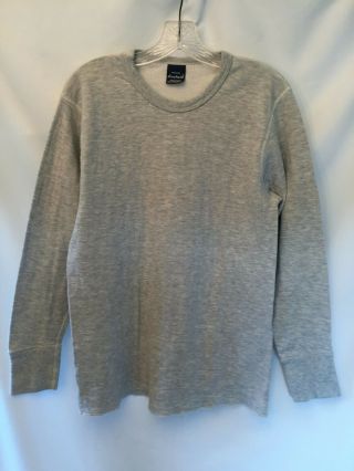 Vintage Duofold Gray Two Layer Thermal Crew Neck Medium Made In Usa Cotton Wool