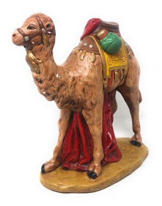 Vintage Ceramic Mold Hand Painted Standing Nativity Camel Figure From 1970s