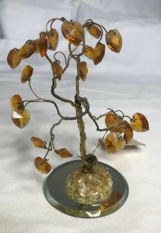Vintage topaz autrian crystal Gem Tree,  24kt.  gold plated on mirror 2