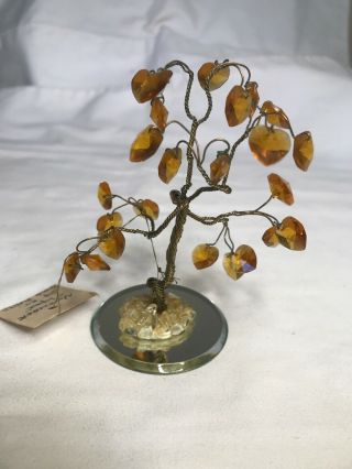 Vintage topaz autrian crystal Gem Tree,  24kt.  gold plated on mirror 3