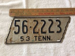 1953 Tennessee State Shape License Plate 56 - 2223 Hardin County