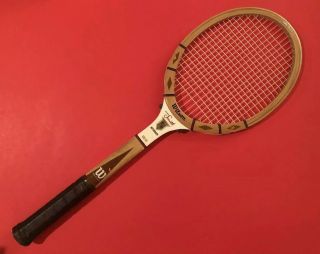 Vintage Wilson Stan Smith Autograph 4 3/4 Medium Wood Tennis Racquet