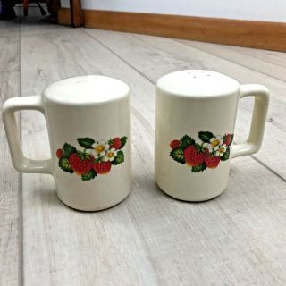 Vintage Strawberry Salt And Pepper Shakers Stamped Usa 3.  5 Inches High