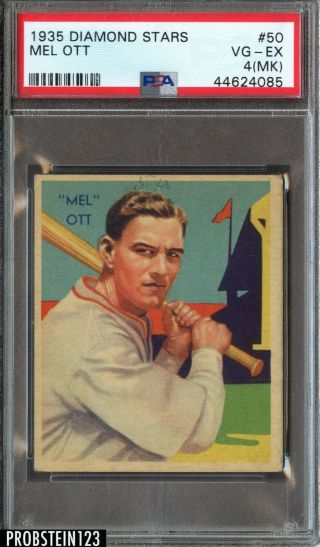 1935 Diamond Stars 50 Mel Ott York Giants Hof Psa 4 Vg - Ex (mk)