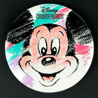 Disney Mickey Mouse Artistically Rendered 3 " Button Big Vintage 