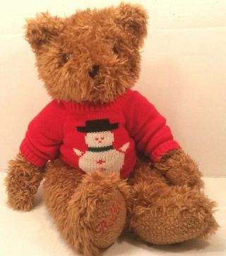 Vtg 1998 Belkie Brown Plush Teddy Bear Christmas Sweater Lg 20 " Jointed Posable