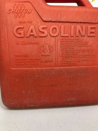 Vintage Chilton Gas Can 6 Gallon Vented W/ Screened Spout Mod.  P60 2