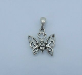 Vintage Solid Real 925 Sterling Silver Butterfly Pendant With Moving Wings Charm