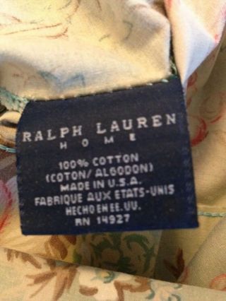 Pair (2) Ralph Lauren CHARLOTTE Standard Pillow Cases Floral Sage Cotton Vintage 3