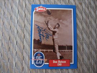 1988 Swell Don Hutson Autographed Card Packers Hof