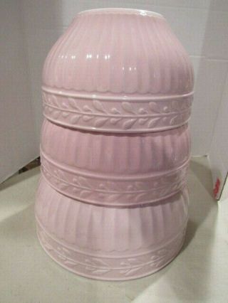 Williams Sonoma Vtg Style Nesting Mixing Bowls Roma Pink 3 Bowls Ceramic Heavy