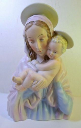 Vntg Orlik Madonna & Christ Child Figurine Hand Painted Bisque Porcelain Germany