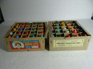 Vintage 50 Christmas Tree Bulbs C 9 1/4 Assorted Colors