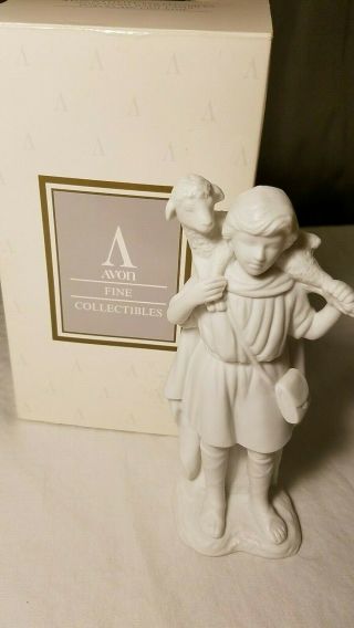 Vintage Avon Nativity Collectible 1993 Shepard With Lamb Porcelain Figurine Box