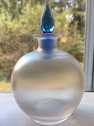 Steuben Verre De Soie Vintage Cologne / Perfume Bottle With French Blue Stopper