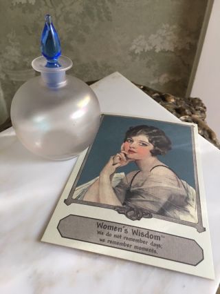 Steuben Verre de Soie Vintage Cologne / Perfume bottle With French Blue Stopper 2