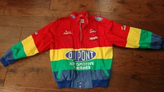 Vintage Jeff Gordon Dupont Embroidered Rainbow Racing Jacket Nascar