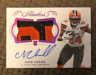 2018 Panini Flawless Nick Chubb Rookie Patch Auto Rpa D /15 Browns