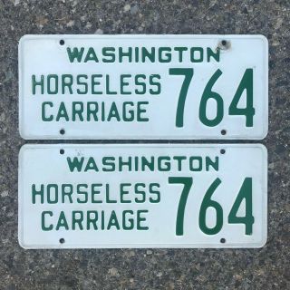 1954 Washington Horseless Carriage License Plate Pair 764