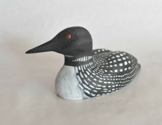 Vintage 1989 Signed Hand Carved Wood Loon Duck Decoy By Duane Walsbang Decoys
