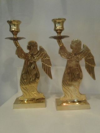 Vintage Solid Brass Angel Holiday Christmas Candle Holder Made In India