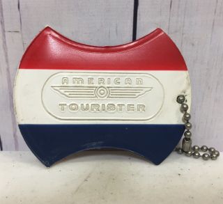 Vintage American Tourister Luggage Tag Baggage Suit Case Red White Blue Tag