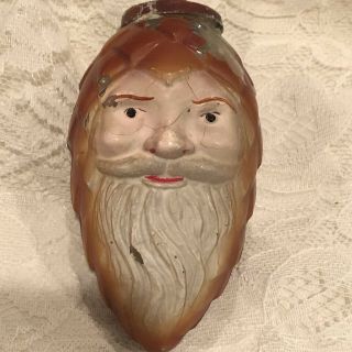 Vintage Figural Christmas Tree Light Bulb Santa Face Pine Cone 3 "