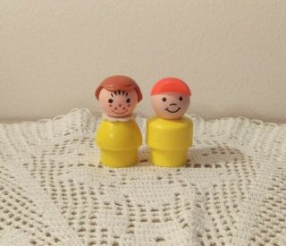 Vintage Fisher Price Little People Red Hat Boy Brown Hair Haired Freckles Girl