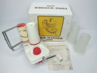 Vintage Knitting Machine Cone Yarn Winder W/ Box & Instructions