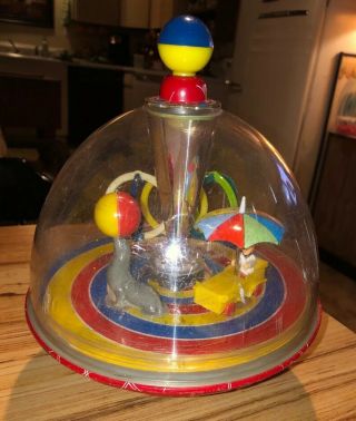Vintage 1950’s Lbz Spin Top Toy West Germany Circus Themed