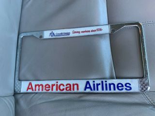 Vintage American Airlines Aa Credit Metal License Plate Frame