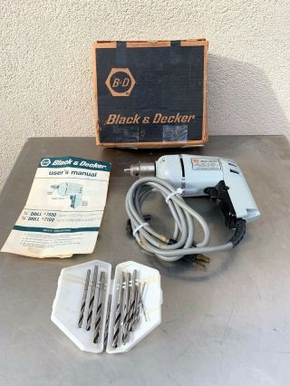 Vintage Black & Decker 3/8 " Variable Speed Reversing Drill 7100 1/7 Hp W/key