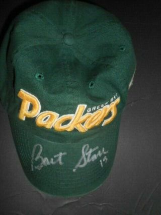 Autographed Green Bay Packers Set Bart Starr Hat And Aaron Rodgers Signed Photo