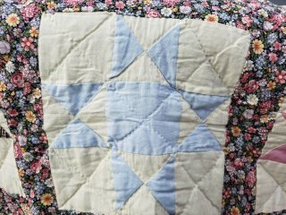 Vintage Hand Quilted Pieced Sewn Geometric Patchwork Cotton 3